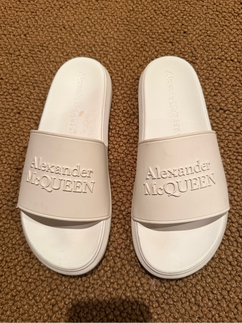 Alexander McQueen White Logo Slide Sandals
